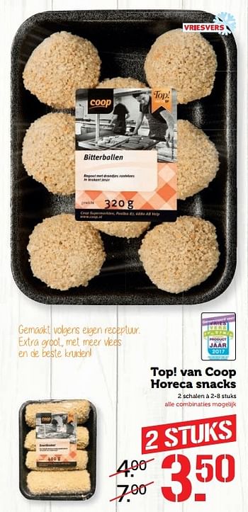 Aanbiedingen Horeca snacks - Huismerk - Coop - Geldig van 22/05/2017 tot 28/05/2017 bij Coop