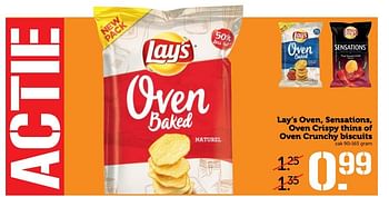 Aanbiedingen Lay`s oven, sensations, oven crispy thins of oven crunchy biscuits - Lay's - Geldig van 22/05/2017 tot 28/05/2017 bij Coop