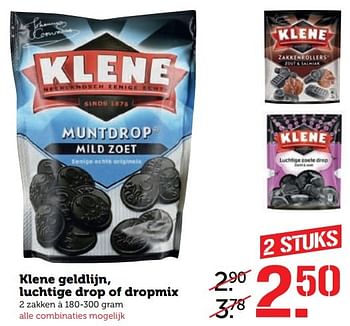Aanbiedingen Klene geldlijn, luchtige drop of dropmix - Klene - Geldig van 22/05/2017 tot 28/05/2017 bij Coop