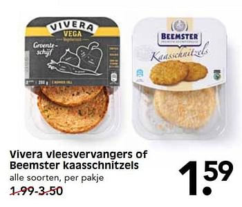 Aanbiedingen Vivera vleesvervangers of beemster kaasschnitzels - Vivera - Geldig van 21/05/2017 tot 27/05/2017 bij Em-té