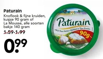 Aanbiedingen Paturain knoflook + fijne kruiden, kuipje of la mousse, alle soorten - Paturain - Geldig van 21/05/2017 tot 27/05/2017 bij Em-té