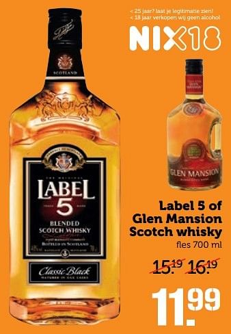 Aanbiedingen Label 5 of glen mansion scotch whisky - Huismerk - Coop - Geldig van 22/05/2017 tot 28/05/2017 bij Coop