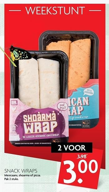 Aanbiedingen Snack wraps mexicaans, shoarma of pizza - Huismerk - Deka Markt - Geldig van 21/05/2017 tot 27/05/2017 bij Deka Markt