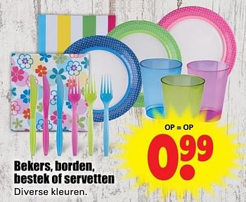 Aanbiedingen Bekers, borden, bestek of servetten - Huismerk - Dirk - Geldig van 21/05/2017 tot 27/05/2017 bij Lekker Doen