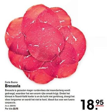 Aanbiedingen Bresaola - Corte Buona - Geldig van 18/05/2017 tot 29/05/2017 bij Sligro