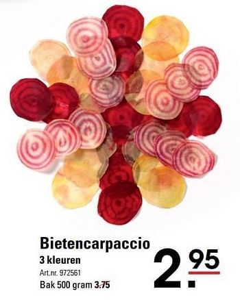 Aanbiedingen Bietencarpaccio - Huismerk - Sligro - Geldig van 18/05/2017 tot 29/05/2017 bij Sligro