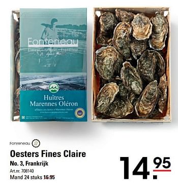 Aanbiedingen Oesters fines claire - Fonteneau - Geldig van 18/05/2017 tot 29/05/2017 bij Sligro