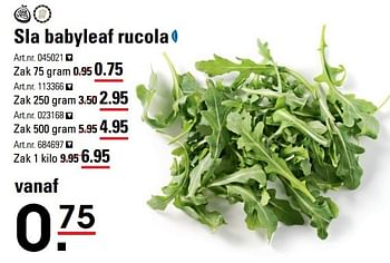 Aanbiedingen Sla babyleaf rucola - Huismerk - Sligro - Geldig van 18/05/2017 tot 29/05/2017 bij Sligro