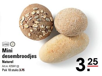 Aanbiedingen Mini desembroodjes naturel - Lamber - Geldig van 18/05/2017 tot 29/05/2017 bij Sligro