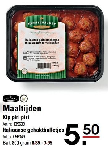 Aanbiedingen Maaltijden kip piri piri - Meesterschap - Geldig van 18/05/2017 tot 29/05/2017 bij Sligro