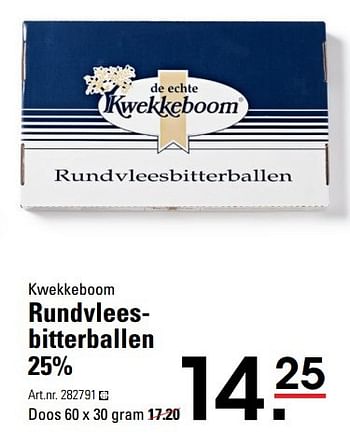 Aanbiedingen Rundvlees- bitterballen 25% - KWEKKEBOOM - Geldig van 18/05/2017 tot 29/05/2017 bij Sligro