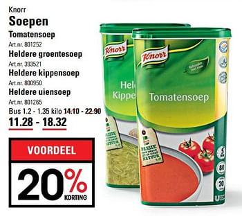 Aanbiedingen Soepen tomatensoep - Knorr - Geldig van 18/05/2017 tot 29/05/2017 bij Sligro