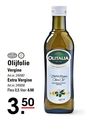 Aanbiedingen Olijfolie vergine - Olitalia - Geldig van 18/05/2017 tot 29/05/2017 bij Sligro