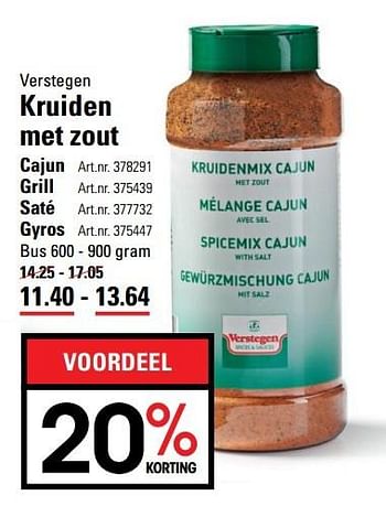 Aanbiedingen Kruiden met zout - Verstegen - Geldig van 18/05/2017 tot 29/05/2017 bij Sligro