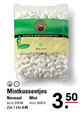 Aanbiedingen Mintkussentjes normaal - Alex Meijer - Geldig van 18/05/2017 tot 29/05/2017 bij Sligro