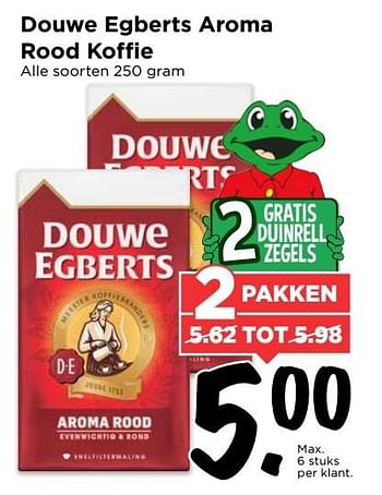 Aanbiedingen Douwe egberts aroma rood koffie - Douwe Egberts - Geldig van 21/05/2017 tot 27/05/2017 bij Vomar