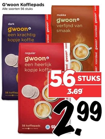 Aanbiedingen G`woon koffiepads - Gâ€™woon - Geldig van 21/05/2017 tot 27/05/2017 bij Vomar