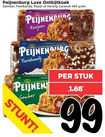 Aanbiedingen Peijnenburg luxe ontbijtkoek - Peijnenburg - Geldig van 21/05/2017 tot 27/05/2017 bij Vomar