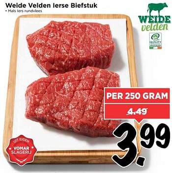 Aanbiedingen Weide velden ierse biefstuk - Weide Velden - Geldig van 21/05/2017 tot 27/05/2017 bij Vomar