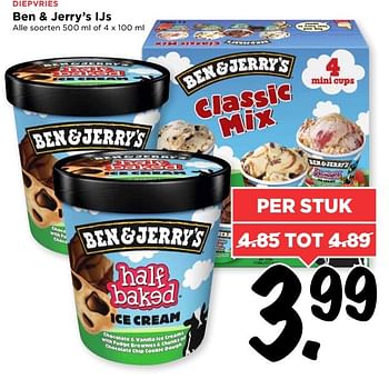 Aanbiedingen Ben + jerry`s ijs - Ben&amp;Jerry's - Geldig van 21/05/2017 tot 27/05/2017 bij Vomar