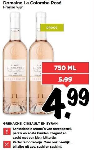 Aanbiedingen Domaine la colombe rosé franse wijn - Rosé wijnen - Geldig van 21/05/2017 tot 27/05/2017 bij Vomar