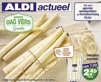 Aanbiedingen Geschilde asperges - Huismerk - Aldi - Geldig van 22/05/2017 tot 28/05/2017 bij Aldi