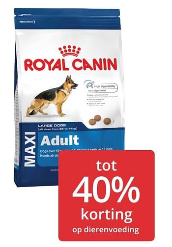 Aanbiedingen 40% korting tot op dierenvoeding - Royal Canin - Geldig van 22/05/2017 tot 31/05/2017 bij Bol
