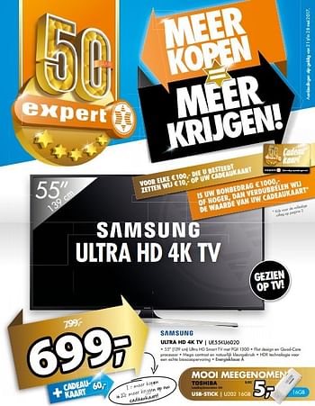 Aanbiedingen Samsung ultra hd 4k tv ue55ku6020 - Samsung - Geldig van 21/05/2017 tot 28/05/2017 bij Expert