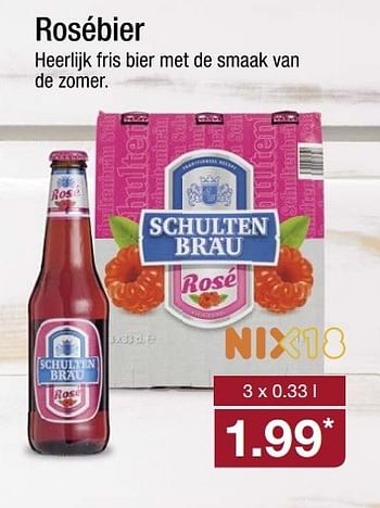 Aanbiedingen Rosébier heerlijk fris bier met de smaak van de zomer - Schulten Brau - Geldig van 22/05/2017 tot 28/05/2017 bij Aldi