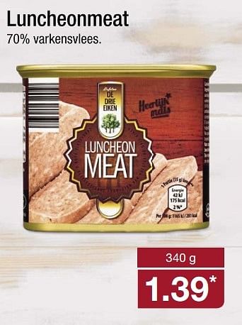 Aanbiedingen Luncheonmeat - De Drie Eiken - Geldig van 22/05/2017 tot 28/05/2017 bij Aldi