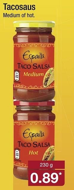 Aanbiedingen Tacosaus medium of hot - Espana - Geldig van 22/05/2017 tot 28/05/2017 bij Aldi