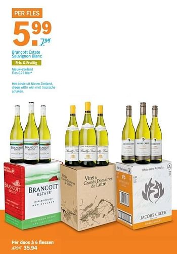 Aanbiedingen Brancott estate sauvignon blanc - Witte wijnen - Geldig van 22/05/2017 tot 28/05/2017 bij Albert Heijn
