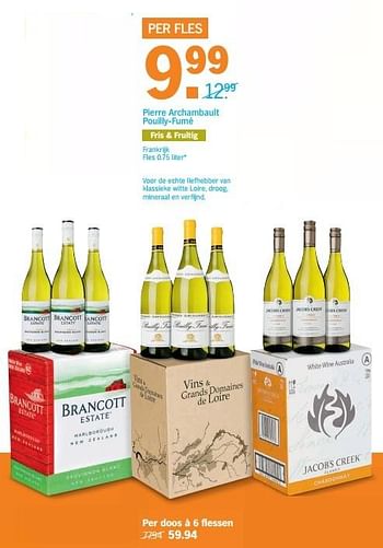 Aanbiedingen Pierre archambault pouilly-fumé - Witte wijnen - Geldig van 22/05/2017 tot 28/05/2017 bij Albert Heijn