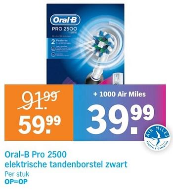 Aanbiedingen Oral-b pro 2500 elektrische tandenborstel zwart - Oral-B - Geldig van 22/05/2017 tot 28/05/2017 bij Albert Heijn