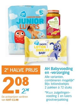 Aanbiedingen Babyvoeding en -verzorging - Huismerk - Albert Heijn - Geldig van 22/05/2017 tot 28/05/2017 bij Albert Heijn