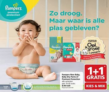 Aanbiedingen Pampers new baby, baby dry pants of premium protection - Pampers - Geldig van 22/05/2017 tot 28/05/2017 bij Jan Linders