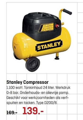 Aanbiedingen Stanley compressor - Stanley - Geldig van 15/05/2017 tot 28/05/2017 bij Hubo