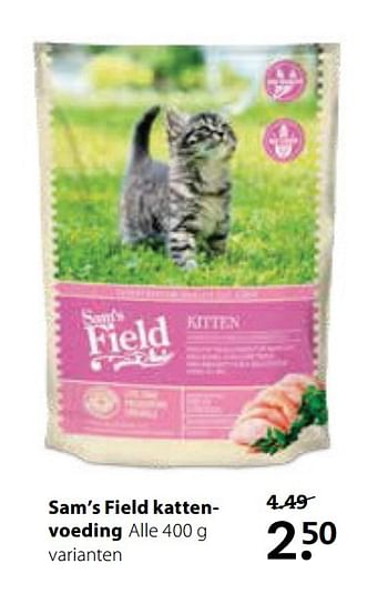 Aanbiedingen Sam`s field kattenvoeding - Sam's Field - Geldig van 15/05/2017 tot 28/05/2017 bij Pets Place