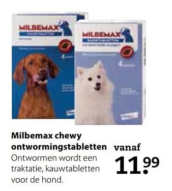 Aanbiedingen Milbemax chewy ontwormingstabletten - Milbemax - Geldig van 15/05/2017 tot 28/05/2017 bij Pets Place