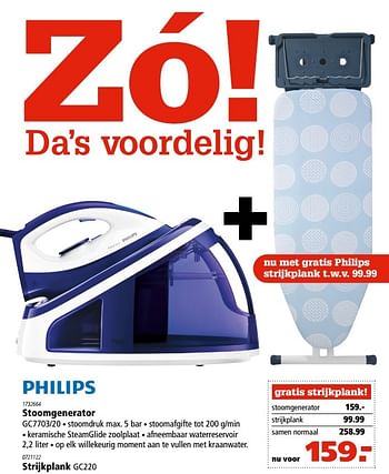 Aanbiedingen Philips stoomgenerator gc7703-20 - Philips - Geldig van 18/05/2017 tot 31/05/2017 bij Marskramer