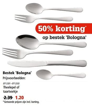 Aanbiedingen Bestek `bologna` theelepel of taartvorkje - Huismerk - Marskramer - Geldig van 18/05/2017 tot 31/05/2017 bij Marskramer