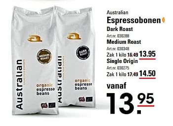 Aanbiedingen Espressobonen - Australian - Geldig van 18/05/2017 tot 29/05/2017 bij Sligro