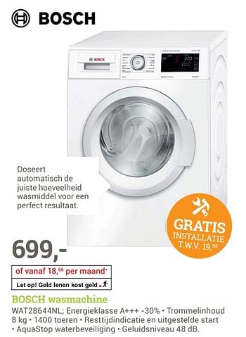 Aanbiedingen Bosch wasmachine wat28644nl - Bosch - Geldig van 08/05/2017 tot 04/06/2017 bij BCC