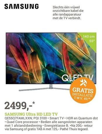 Aanbiedingen Samsung ultra hd led tv qe55q7famlxx - Samsung - Geldig van 08/05/2017 tot 04/06/2017 bij BCC