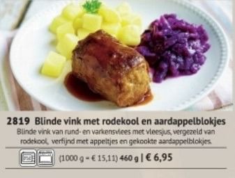 Aanbiedingen Blinde vink met rodekool en aardappelblokjes - Huismerk - Bofrost - Geldig van 01/03/2017 tot 31/08/2017 bij Bofrost