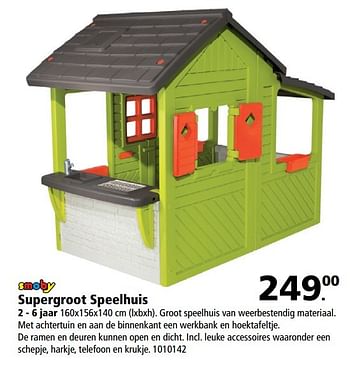 Aanbiedingen Supergroot speelhuis - Smoby - Geldig van 03/04/2017 tot 25/06/2017 bij Intertoys