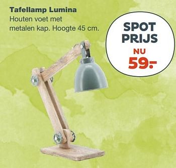 Aanbiedingen Tafellamp lumina houten voet met metalen kap - Huismerk - INhouse - Geldig van 15/05/2017 tot 18/06/2017 bij INhouse