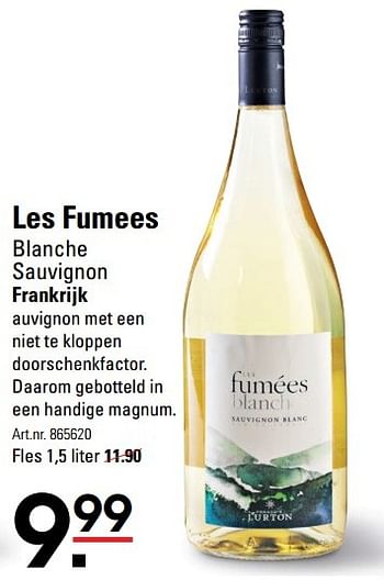 Aanbiedingen Les fumees blanche sauvignon - Witte wijnen - Geldig van 18/05/2017 tot 29/05/2017 bij Sligro