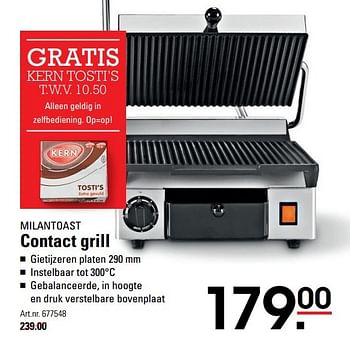 Aanbiedingen Milantoast contact grill - MILANTOAST - Geldig van 18/05/2017 tot 29/05/2017 bij Sligro