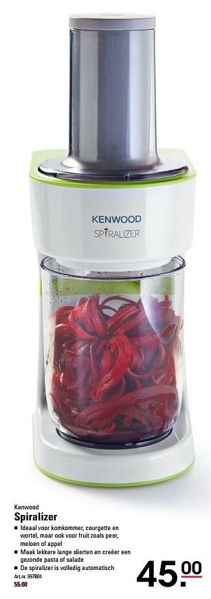 Aanbiedingen Kenwood spiralizer - Kenwood - Geldig van 18/05/2017 tot 29/05/2017 bij Sligro